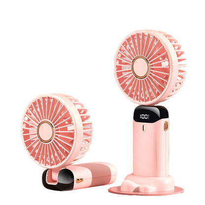 5 Speed Adjustable Intelligent Digital Display USB Folding Neck Hanging Fan Portable Charging Model Portable Cooling Device