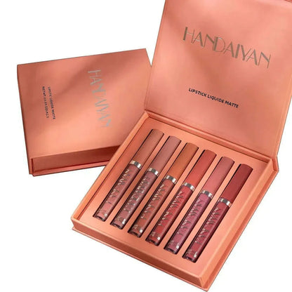 HANDAlYAN Liguid Lipstick 6-color Lipgloss Set With Long-lasting Waterproof And Non Stick Cup Matte Lip Gloss