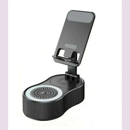 Wireless Speaker with Colorful Ambient Light 360°rotatable Adjustable FoldingLift-non-slip Phone Holder 5.3 HDSurround Subwoofer