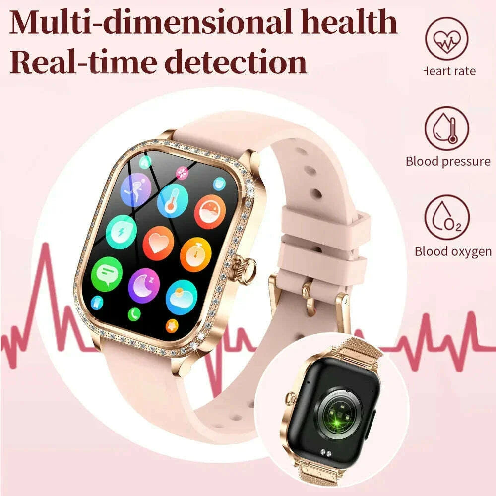 2025 New Lady Smart Watch Women AMOLED Curved Screen IP68 Waterproof Health Call Smartwatch For Samsung Huawei Apple Watch 4 ios