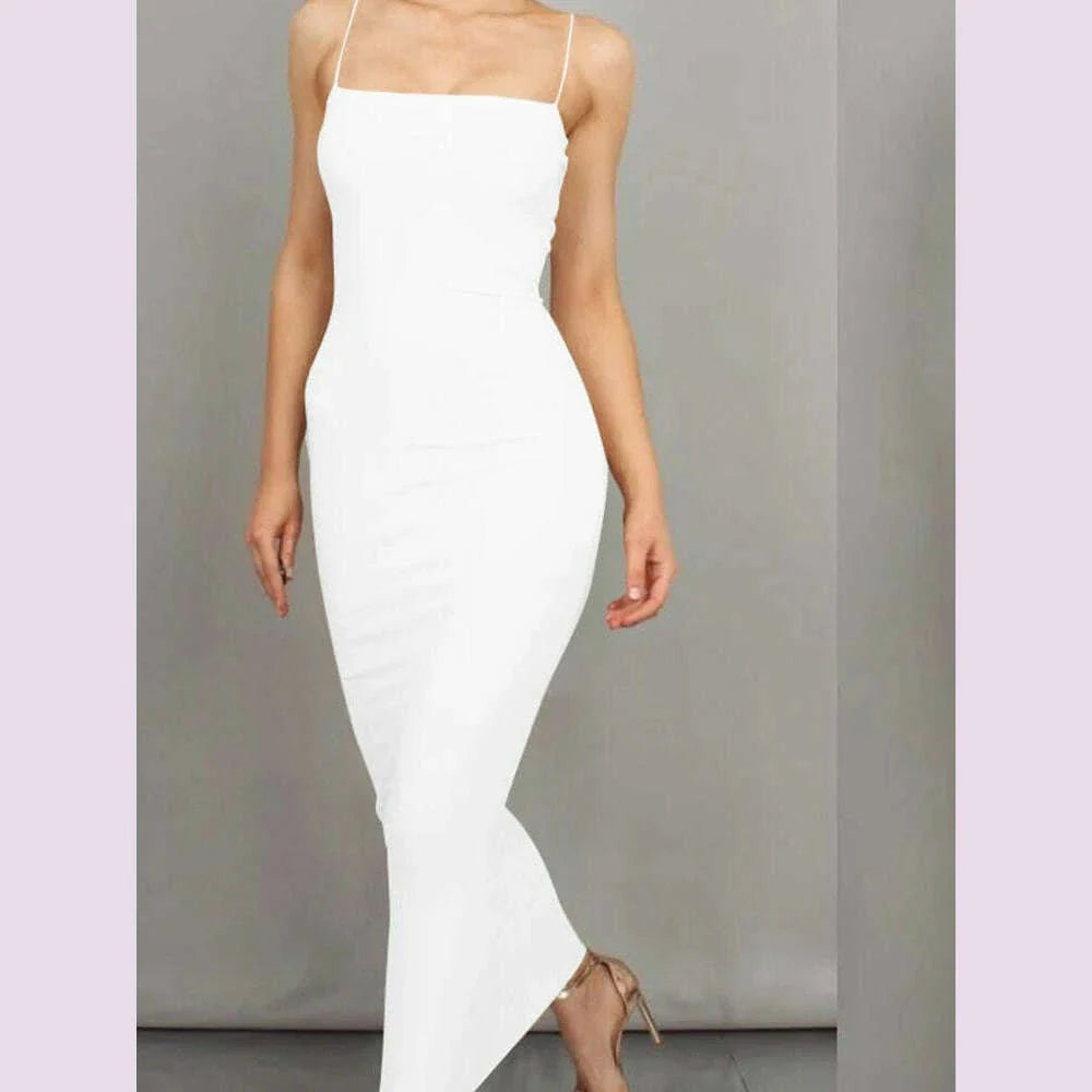 2025 New Spring Summer Women's High Elastic Sleeveless Backless Dress Long Sling Dresses Club Sexy Suspender Dress