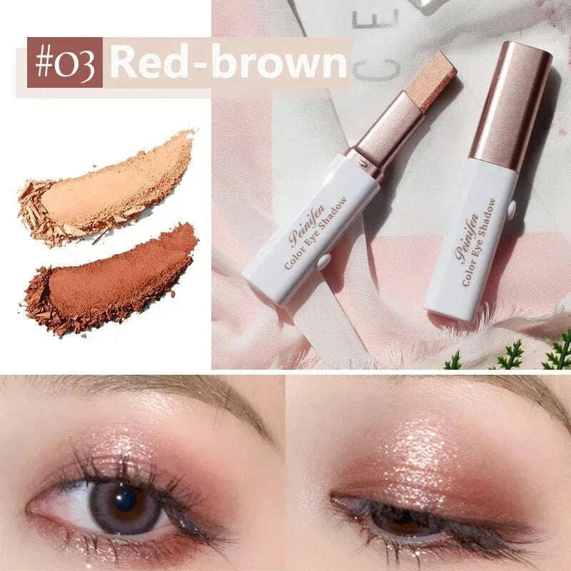 2 in 1 Pearly Glitter Highlighter Eyeshadow Stick Waterproof Long Lasting Shimmer Eye Shadow Eyeliner Lazy Beauty Eyes Make Up