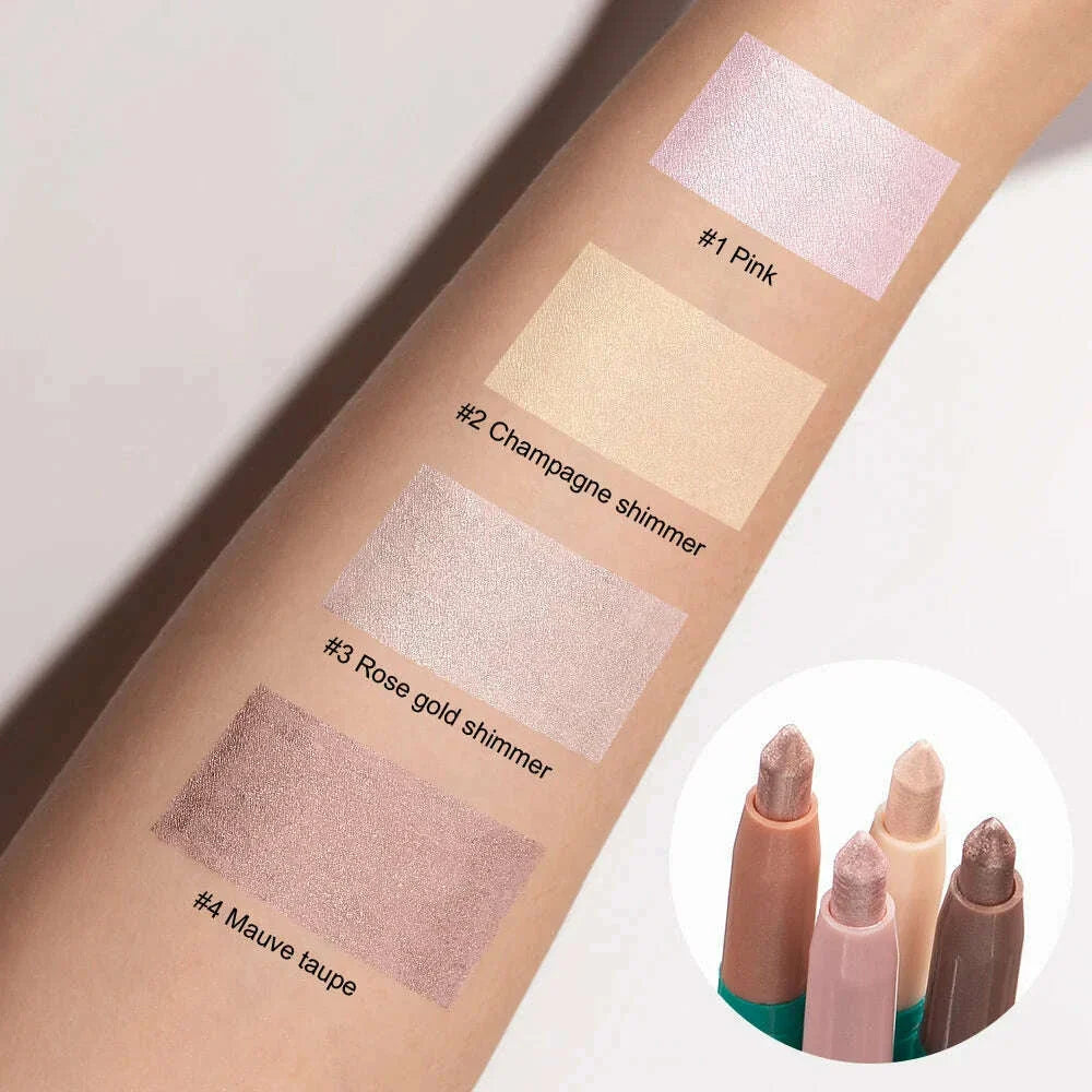 Eye Shadow Lying Silkworm Highlighter Pen Eyes Makeup Pink Pearl High-gloss Brightening Glitter Eyeshadow Stick with Sharpener