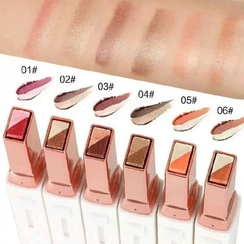 Professional 2 In 1 Double Color Gradient Velvet Eye Shadow Stick Lazy Makeup Waterproof Lasting Shimmer Metallic Eyeshadow