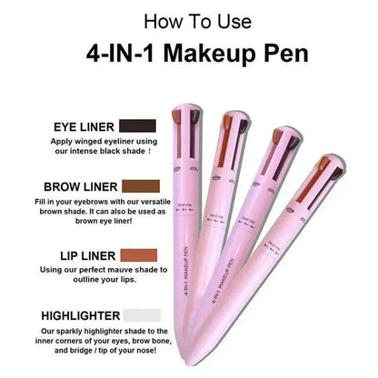 NEW 4 In 1 Eyebrow Pencil Lip Liner Highlighter Pen Waterproof Lasting EasyColor Sweat-Proof Eyeliner Makeup Pen Cosmetic Beauty