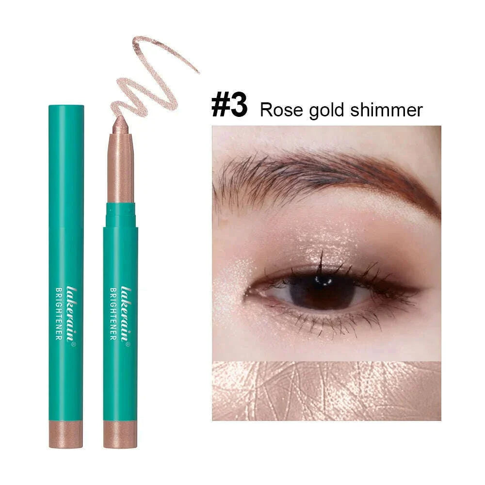 Eye Shadow Lying Silkworm Highlighter Pen Eyes Makeup Pink Pearl High-gloss Brightening Glitter Eyeshadow Stick with Sharpener