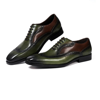Luxury Italian Men&#39;s Oxfords Genuine Leather Brogue Wingtip Wedding Party Dress Shoes for Men Classic Lace-Up Office Formal Shoe