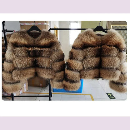 MAOMAOKONG Super Hot Winter Women Luxury Thick Real Raccoon Fur Coat Natural Fox Fur Jacket Plus Size Furry Jackets Female Vest