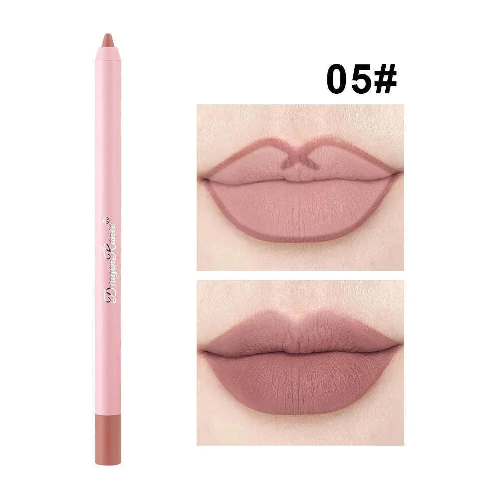 12 Colors Nude Matte Lipstick Pen Lip Liner Pencil Waterproof Long Lasting Lipgloss Plum Pink Plump Lip Stain Korean Cosmetics