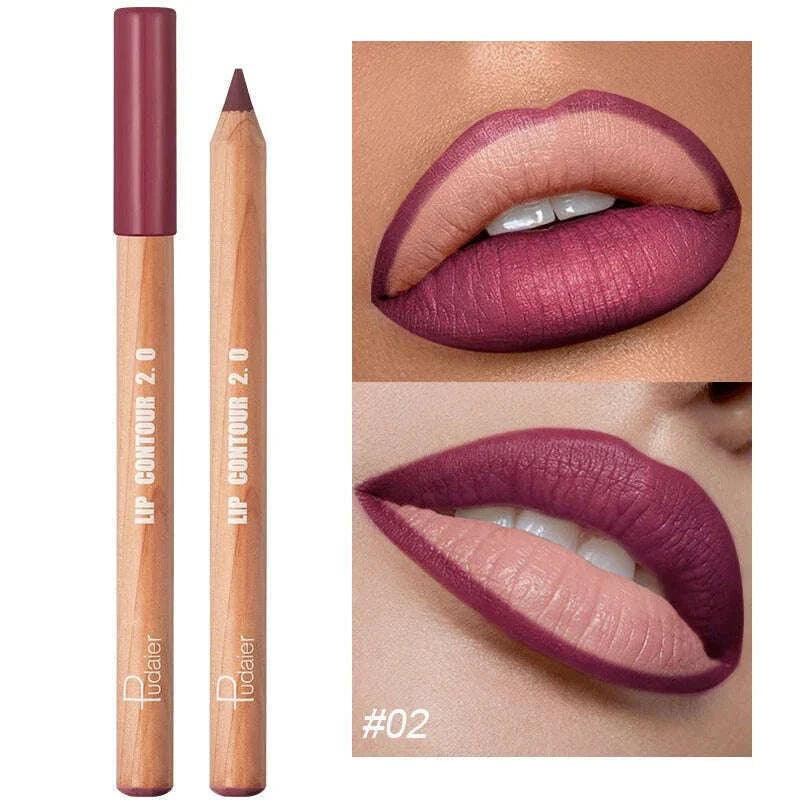 Nude Brown Lipliner Pen Wooden Matte Lip Liner Waterproof Lipstick Pencil Easy To Wear Non-stick Cup Lip Contouring Pen Cosmetic