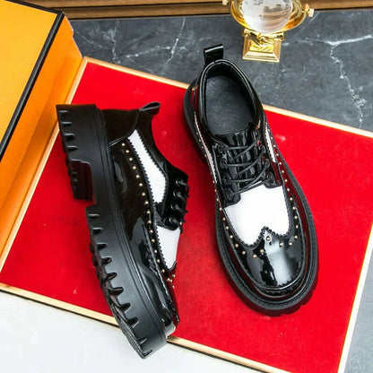 Men Casual Office Business Formal Oxford Thick Bottom Dress Shoes Men Gentleman Outdoor Patent Leather Wedding Shoes Fashion