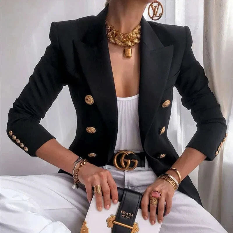 Black Blazers Women 2025 Single-button Outwear All-match Long Sleeve Coat Female Slim Solid Jacket Lady Office Work Suit Vestido