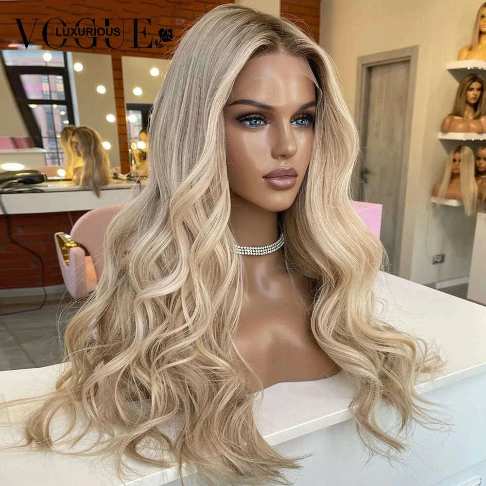 Christmas Cream Blonde Body Wave 100% Real Human Hair Wig Ash Blonde Preplucked 13x6 Lace Front Wig Pre Cut Ready To Wear Wigs