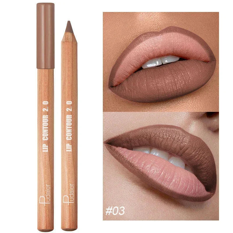 Nude Brown Lipliner Pen Wooden Matte Lip Liner Waterproof Lipstick Pencil Easy To Wear Non-stick Cup Lip Contouring Pen Cosmetic