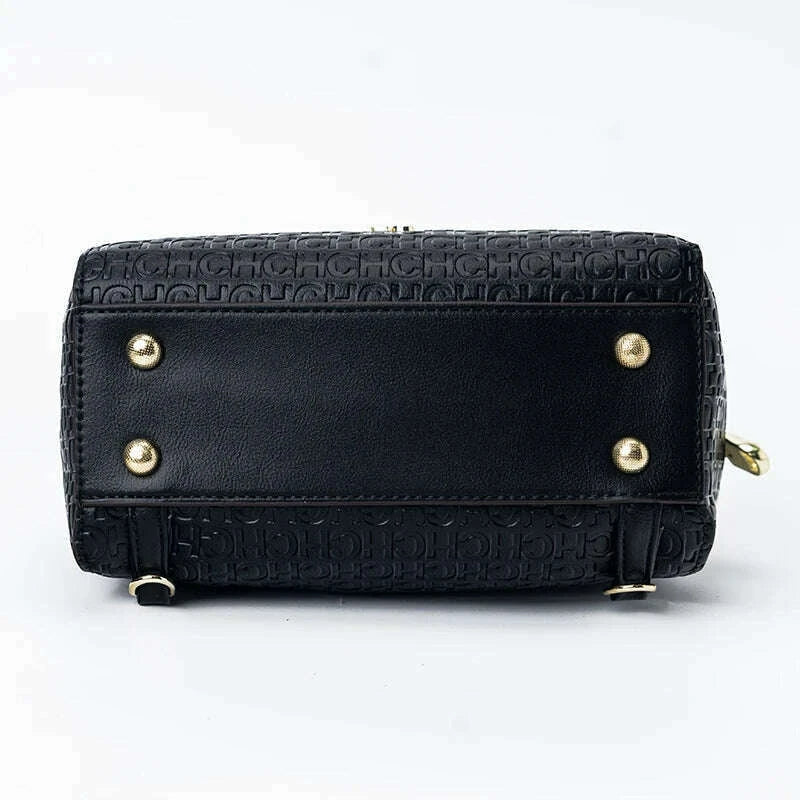 CH Classic Fashion Zipper Design Women's Handbag, Monogram Print, Versatile Solid Color Block Shoulder Bag