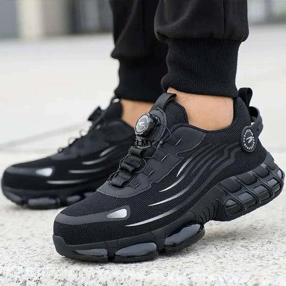 Rotary Button Safety Shoes Men Steel Toe Sneakers Puncture Proof Work Safety Boots Air Cushion Sport Work Shoes Anti-smash Boots