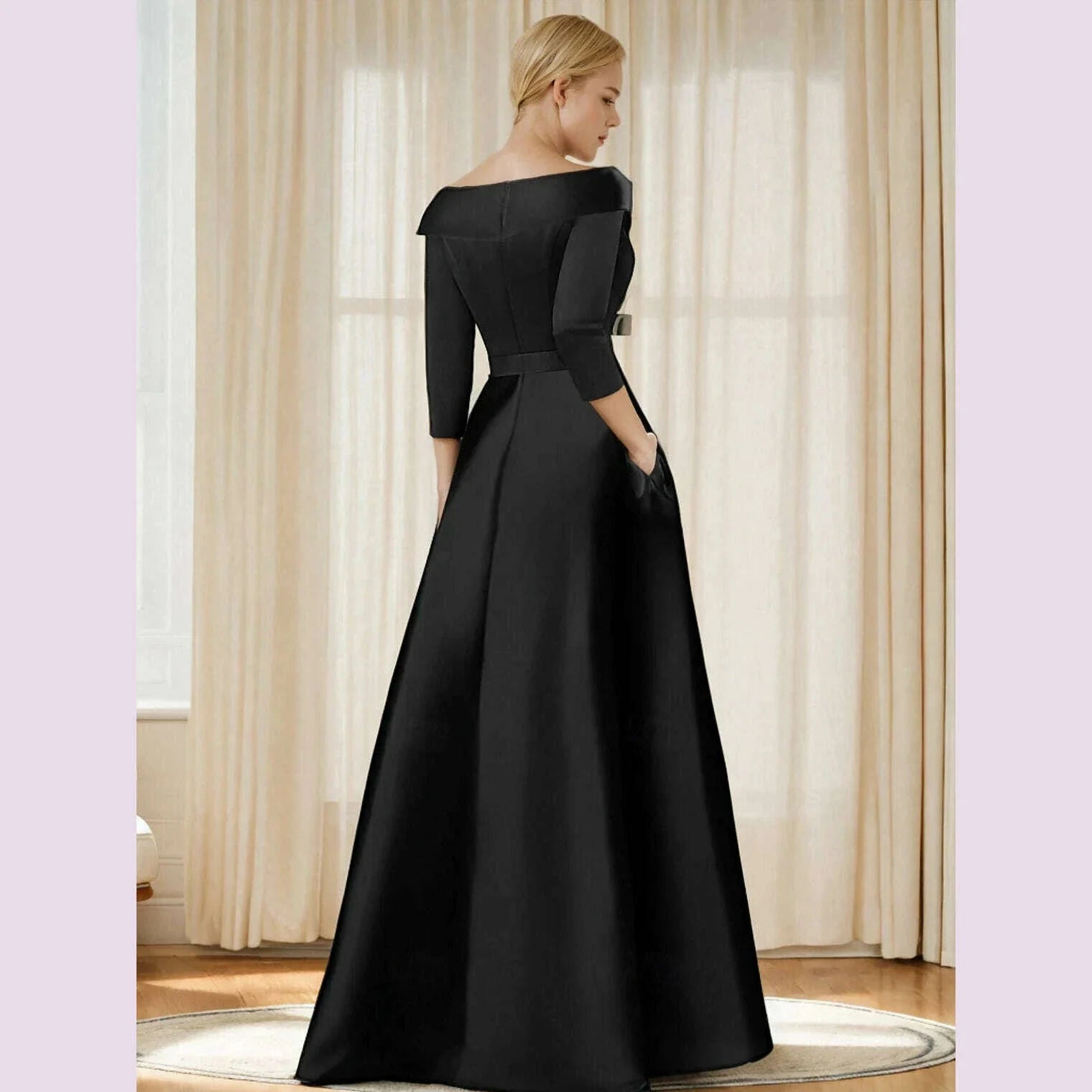 A-Line Evening Gown Elegant Dress Formal Floor Length Shirt Collar Pocket with Appliques dress to impress 2025 free customized