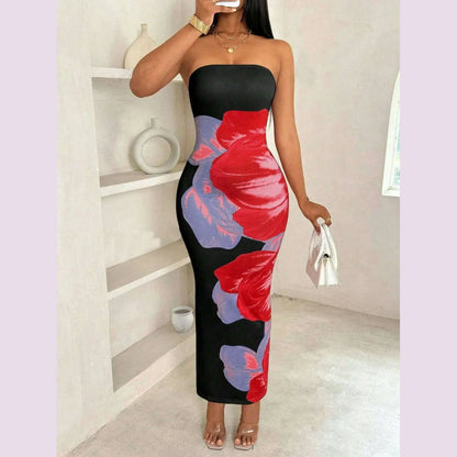New Women's Dresses Summer Vintage Strap Casual Slim Elegant Evening Sleeveless Night Ruffles Sexy Maxi Long Dress Vestidos Sexy