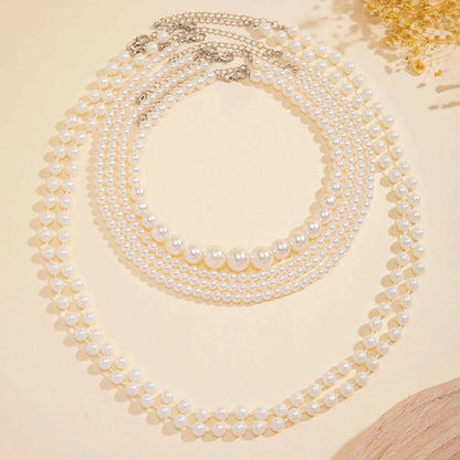 Elegant Multilayer Imitation Pearl Tassel Chain Necklace Women Wedding Bridal Creative Beads Choker Y2K Jewelry Wed Accessories