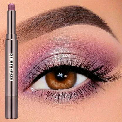 BEAUTY GLAZED 10 Colors Eyeshadow Stick Long-lasting Waterproof Eyeshadow Pen with Double Head Brush Matte and Shimmer Shade
