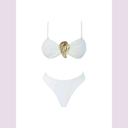 Off Shoulder Bikini With Skirt Women Swimsuit 2025 Biquini High Cut Swimwear Lady Holiday Bath Suit Female Beachwear Outfits
