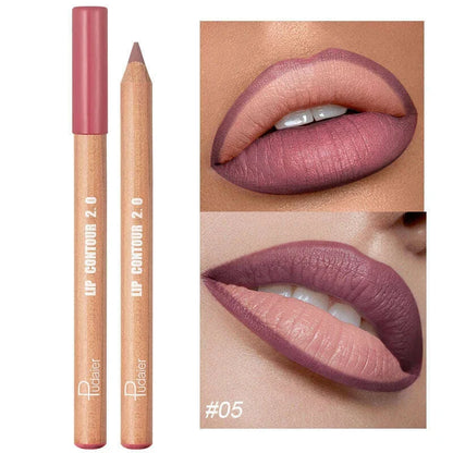 Nude Brown Lipliner Pen Wooden Matte Lip Liner Waterproof Lipstick Pencil Easy To Wear Non-stick Cup Lip Contouring Pen Cosmetic