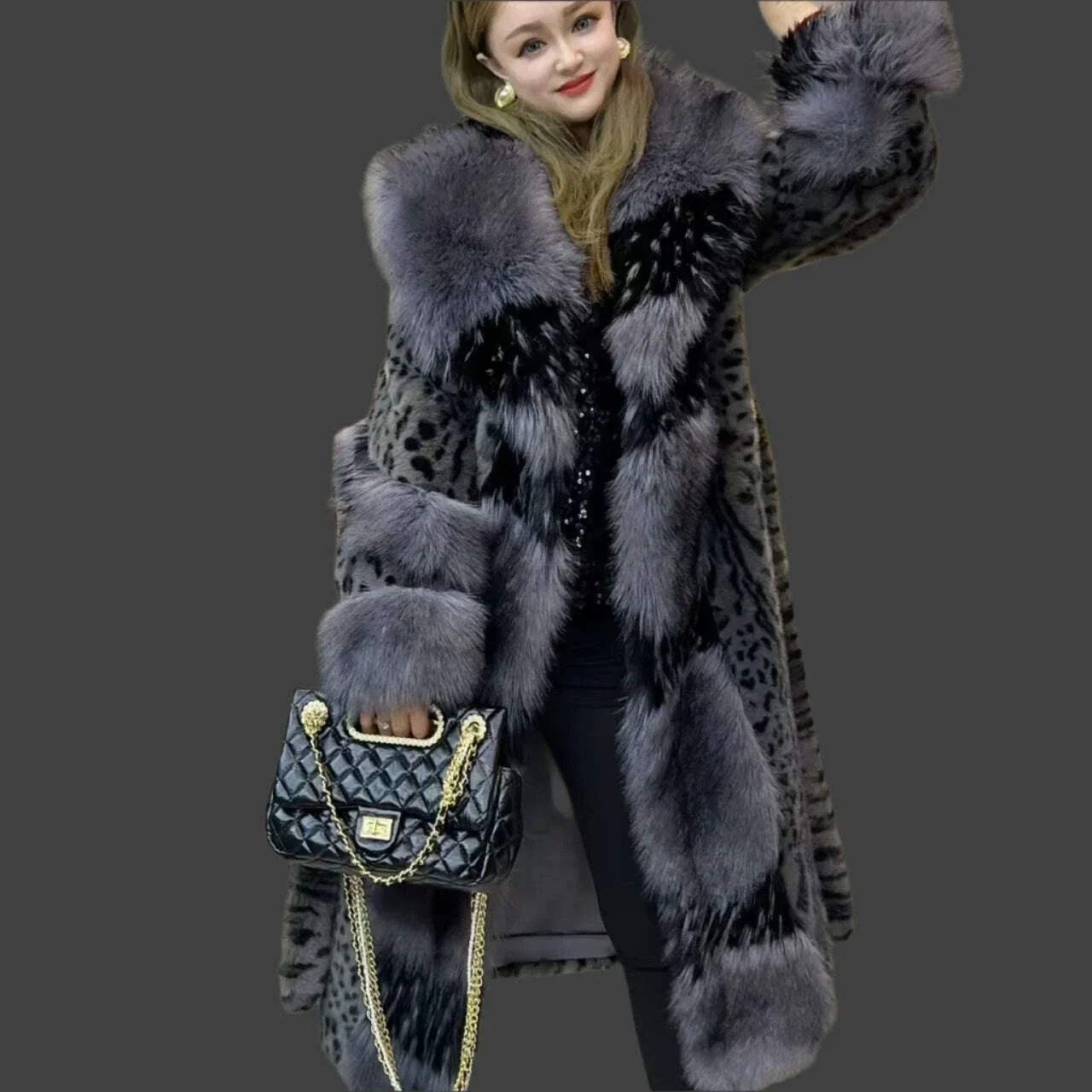 Faux Fur Coat for Women,England Style Jacket,Turn-bown Collar,Thick Warm Female Clothes,High Quality,Autumn and Winter,2024