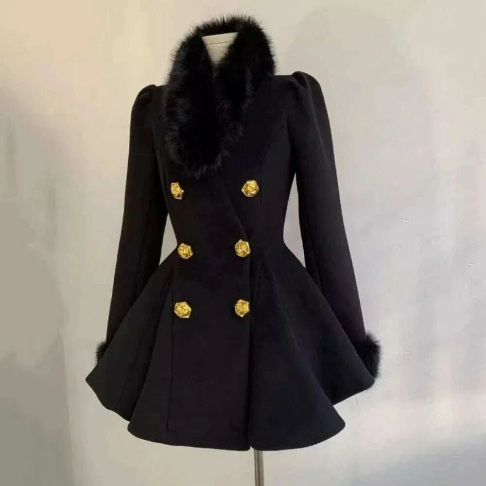 Neploe Elegant Small Fragrance Celebrity Loose Coat Moda Woolen Winter French Style Vintage Blends Slim Waist Mid-length Outwear