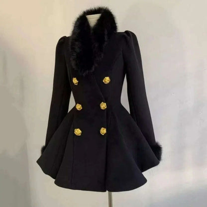 Neploe Elegant Small Fragrance Celebrity Loose Coat Moda Woolen Winter French Style Vintage Blends Slim Waist Mid-length Outwear