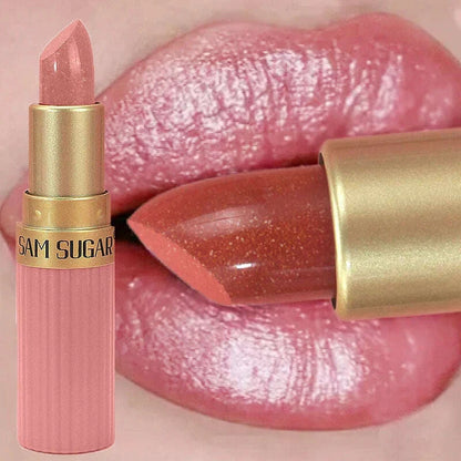 6 Colors Diamond Pearlescent Lipstick Glitter Shiny Metallic Lipstick Lip Tint Long Lasting Nude Shimmer Shiny Lip Gloss Makeup