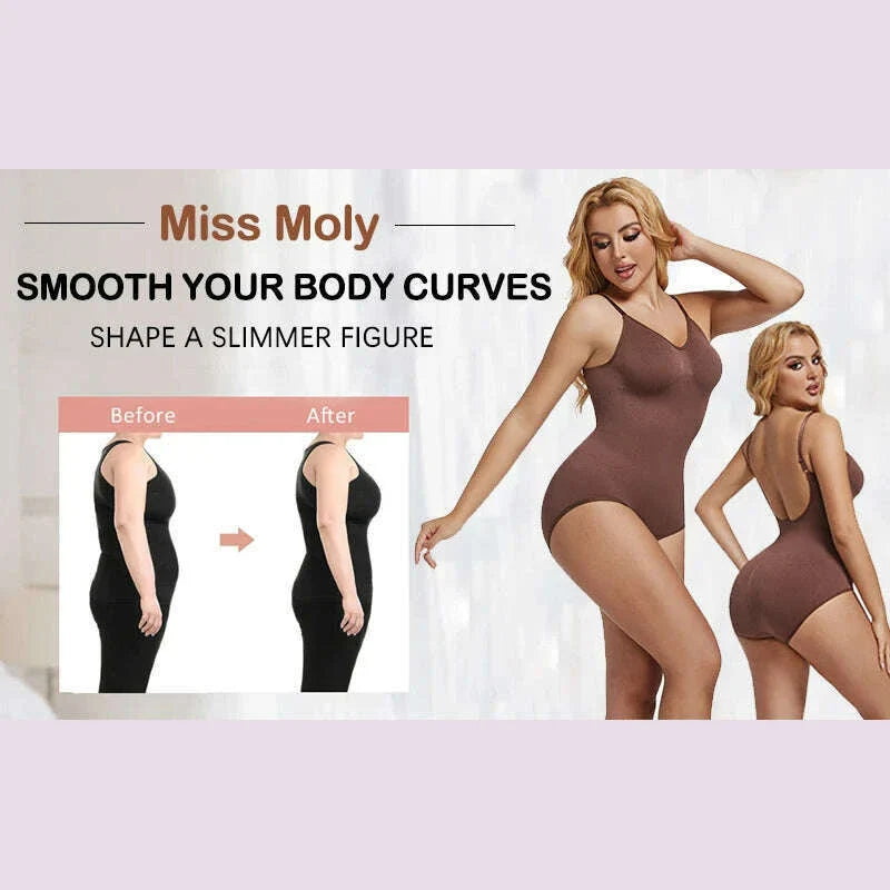 Low Back Bodysuits Shapewear for Women Open Crotch Body Shaper Seamless Tummy Control Push Up Corset Tank Top Backless Underwear