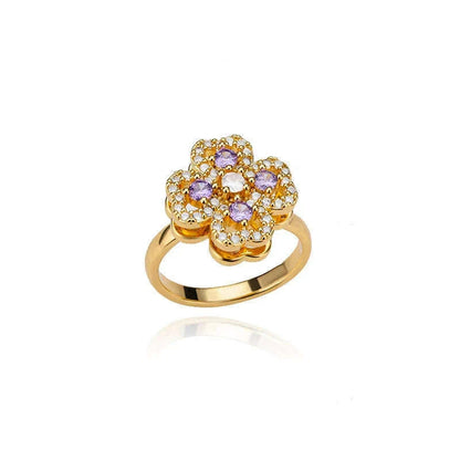 Spinner Zircon Heart Four Leaf Clover Rings For Women Stainless Steel Anti Stress Anxiety Fidget Ring Jewelry Christmas Gift