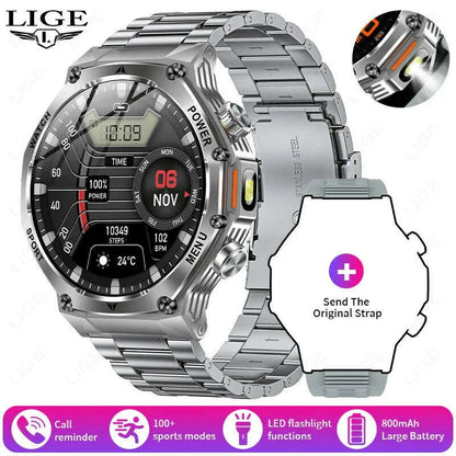 LIGE New Smart Watch Men 800mAh Ultra Long Battery Life Waterproof Outdoor Sport Watches Bluetooth Call Military Smartwatch 2025