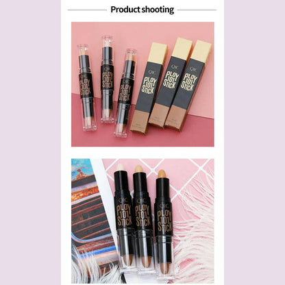 QIC Double-headed Concealer Stick Three-dimensional Repair Volume Brighten Face Highlight Concealer Pen Color Repair Makeup