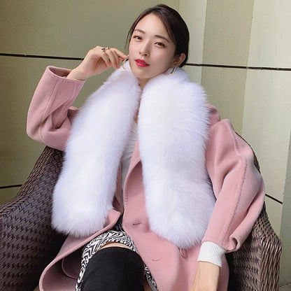 Luxury Real Fox Fur Collar Scarf For Women Winter Warm Genuine Fur Shawls And Wraps Neck Warmer Fur Scarves Female Scarfs Coat