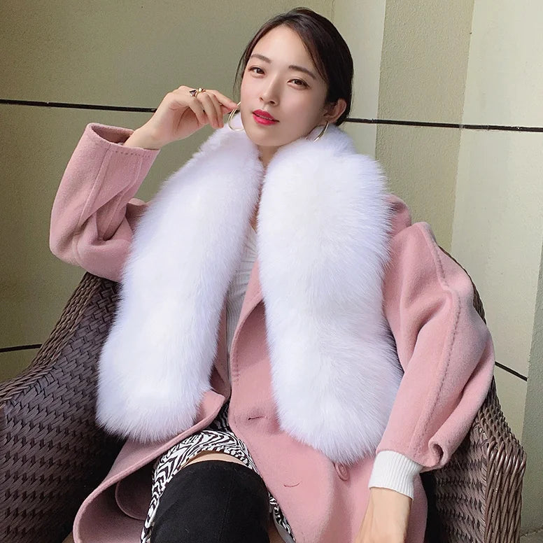 Luxury Real Fox Fur Collar Scarf For Women Winter Warm Genuine Fur Shawls And Wraps Neck Warmer Fur Scarves Female Scarfs Coat
