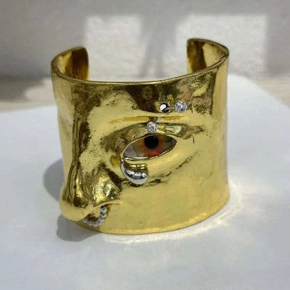 French niche advanced face three-dimensional nose eye bracelet light luxury fashion personality wide version bracelet