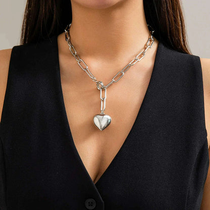 YWZIXLN Trend Elegant Jewelry Big Heart Pendant Necklace Geometry Chain Unquie Women Valentine's Fashion Necklace Wholesale N428