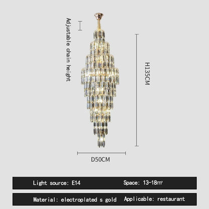 Duplex Building Chandelier Villa Living Room Crystal Lamp Hotel Luxury Chandelier High-end Spiral Staircase Long Chandelier