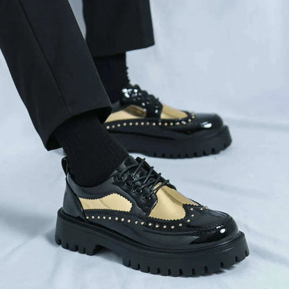 Men Casual Office Business Formal Oxford Thick Bottom Dress Shoes Men Gentleman Outdoor Patent Leather Wedding Shoes Fashion