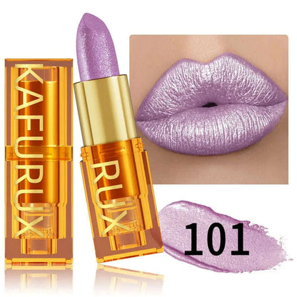 16 colors Bold& Intense Glitter Shiny Metallic Lipstick Pearlescent Lip Tint, Long lasting Lip Makeup Gifts for Women Cosmetics