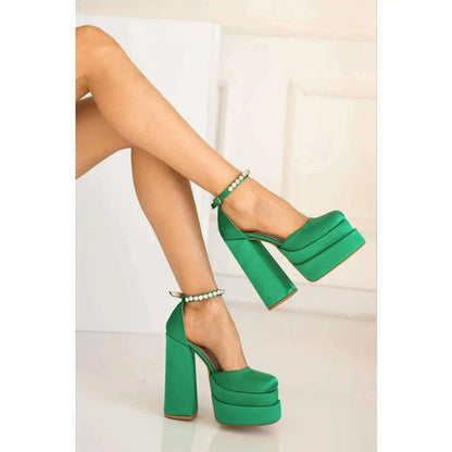 New Fashion Women Pumps Retro Mary Janes Chunky Heels Sandals Spring Platform Dress Party Wedding Basic Shoes Woman Big Size