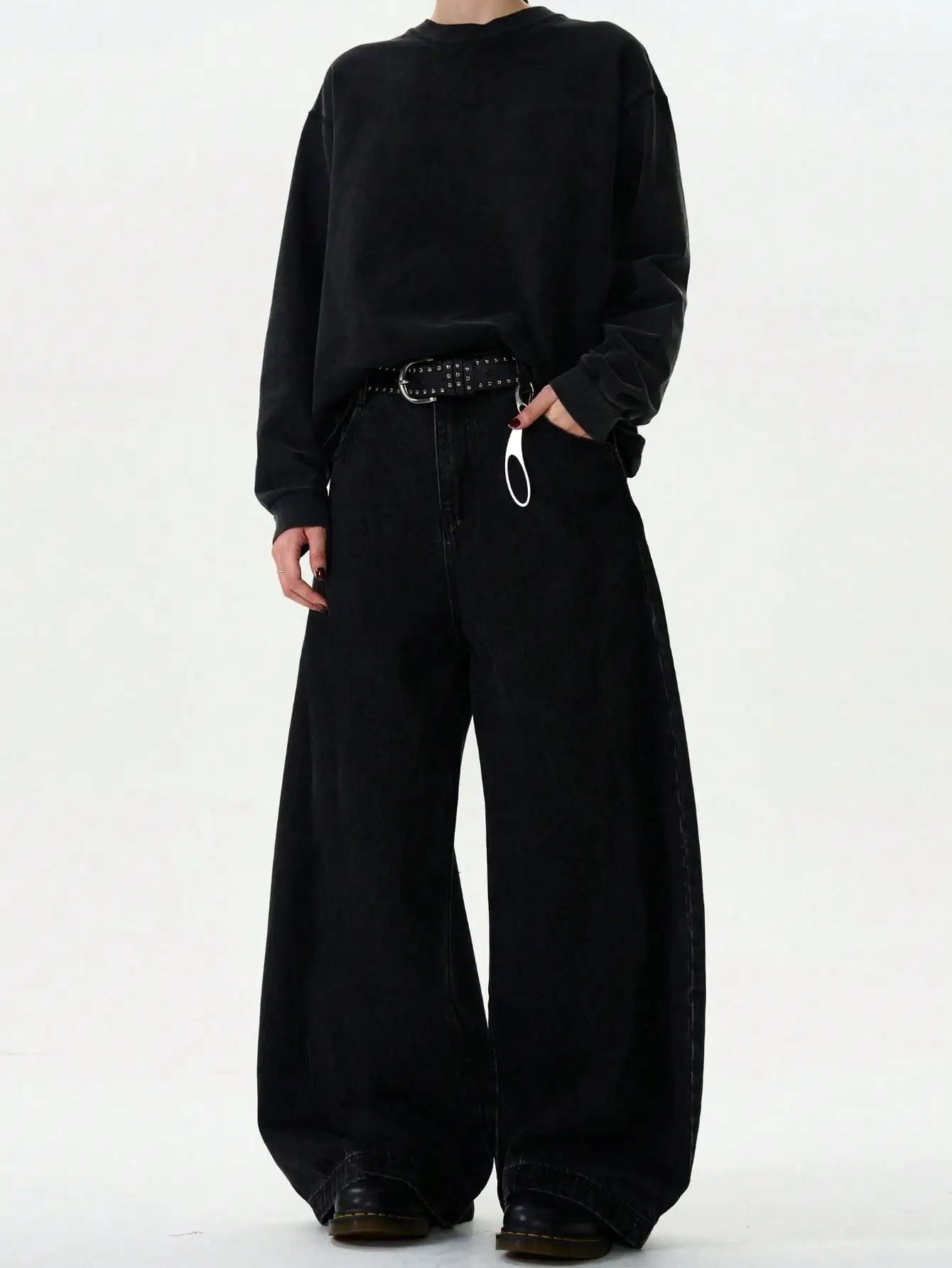 High Streets Summer Men's Jeans New American Wide Leg Curved Knife Denim Pants Loose Solid Color Male Trendy Trousers