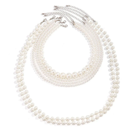 Elegant Multilayer Imitation Pearl Tassel Chain Necklace Women Wedding Bridal Creative Beads Choker Y2K Jewelry Wed Accessories
