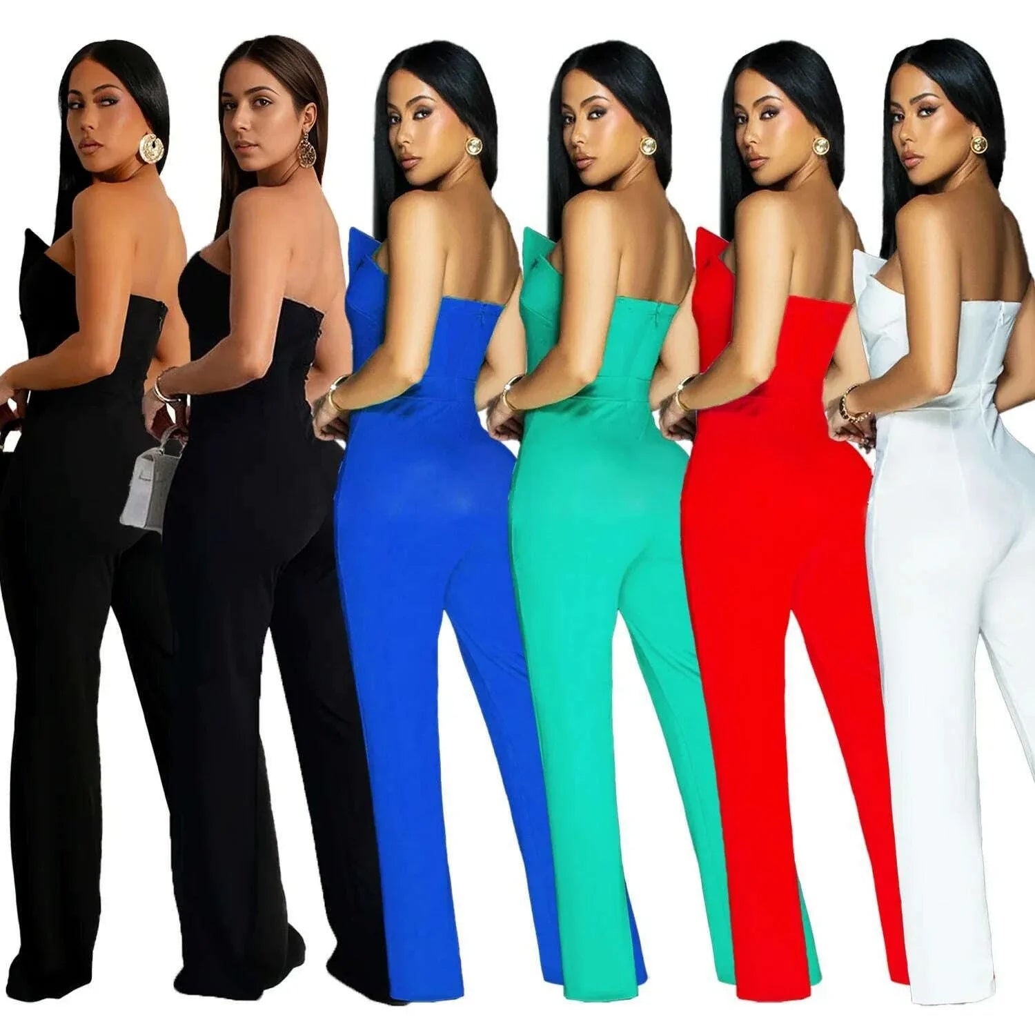 2025 Hot Style Fashion Buttons Women Jumpsuits Sexy Strapless Sleeveless Summer Casual Holidays Rompers Party Clothing