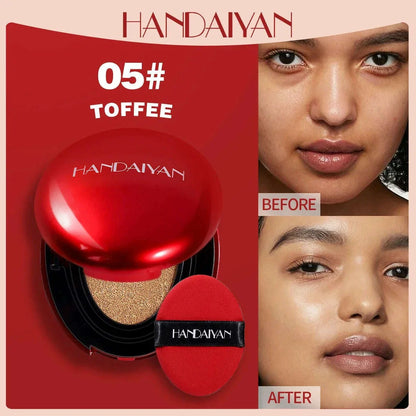 HANDAIYAN 5Color Red Box Concealer Cushion For Easy Application And Long-Lasting Skin Touching Face With Puff For Women's Makeup