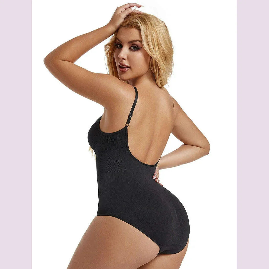 Low Back Bodysuits Shapewear for Women Open Crotch Body Shaper Seamless Tummy Control Push Up Corset Tank Top Backless Underwear