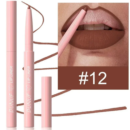 Waterproof Matte Lipliner Pencil Red Contour Tint Lipstick Long Lasting Non-stick Cup Moisturising Lips Makeup 12 Colors