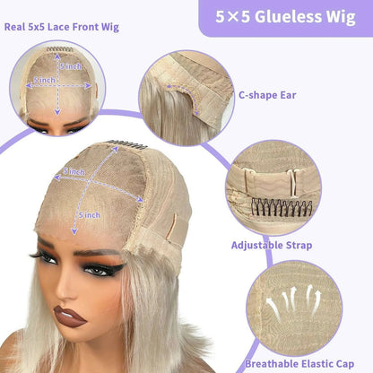Ash Blonde Body Wave 100% Real Human Hair Wig Cream Blonde 13x6 Lace Wig 210% Density Pre Cut Ready To Wear Brazilian Hair Wigs