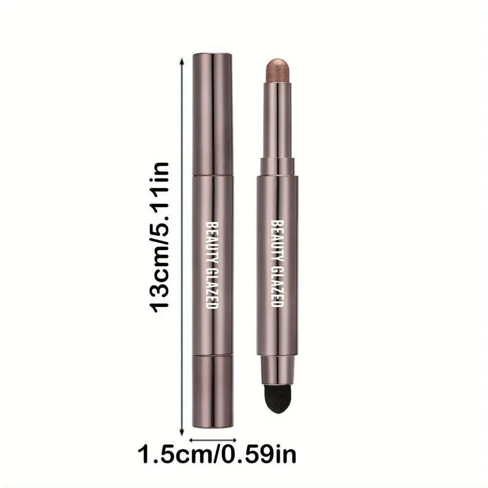 BEAUTY GLAZED 10 Colors Eyeshadow Stick Long-lasting Waterproof Eyeshadow Pen with Double Head Brush Matte and Shimmer Shade